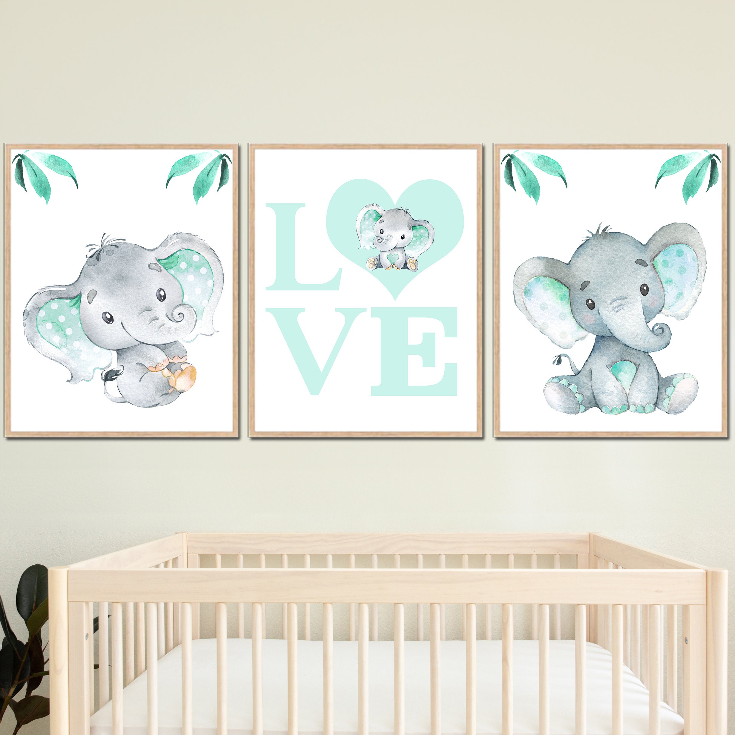 Elephant Art Printable Neutral Baby Boy Nursery Wall Decor Girl ...