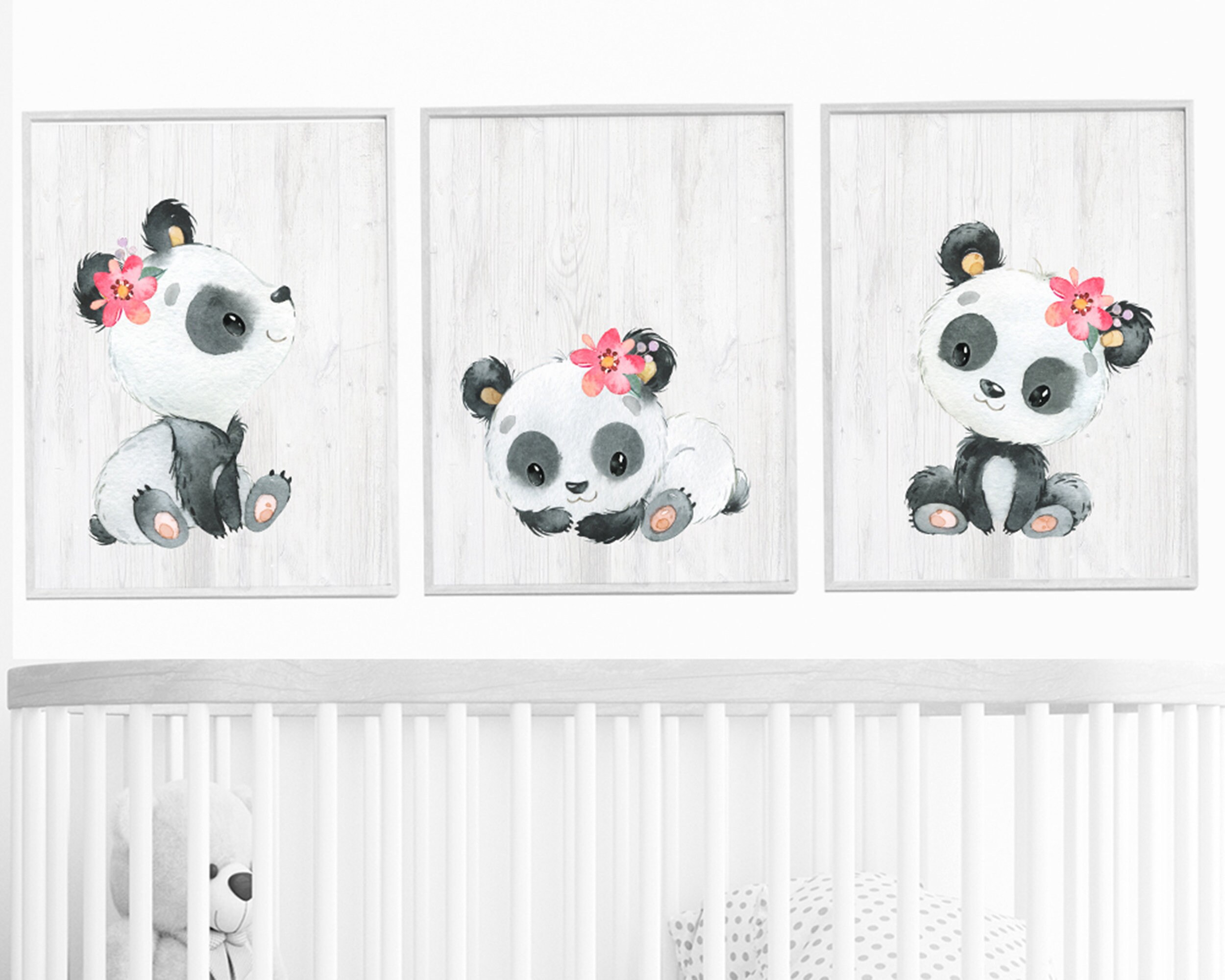 Panda Wall Decor Baby Girl Nursery Poster Children Art Prints Kids ...