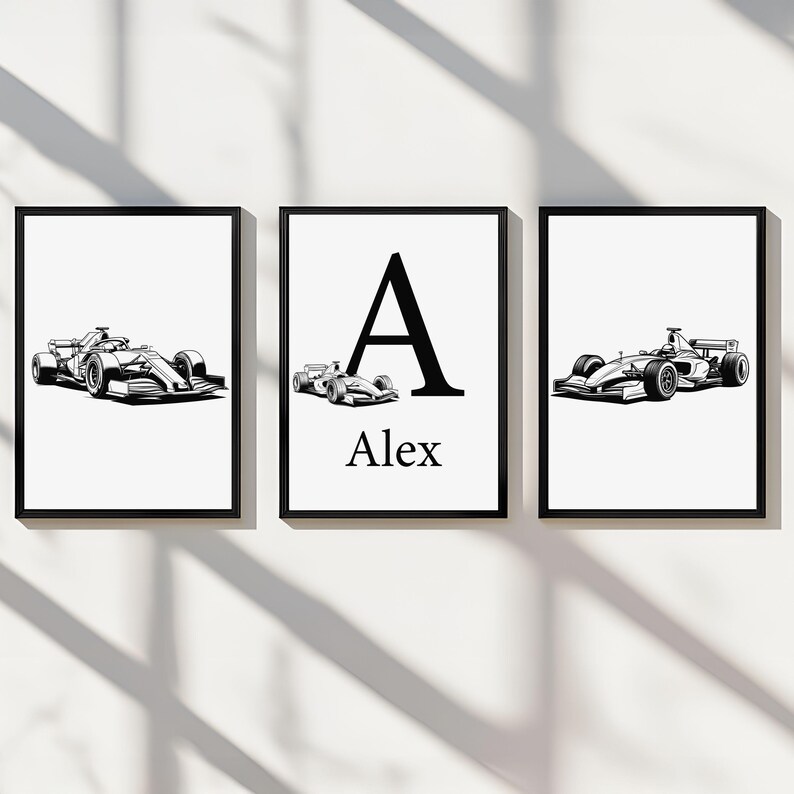 Personalized Race Car Formula1 Custom Name Sport Car Wall Art Decor ...