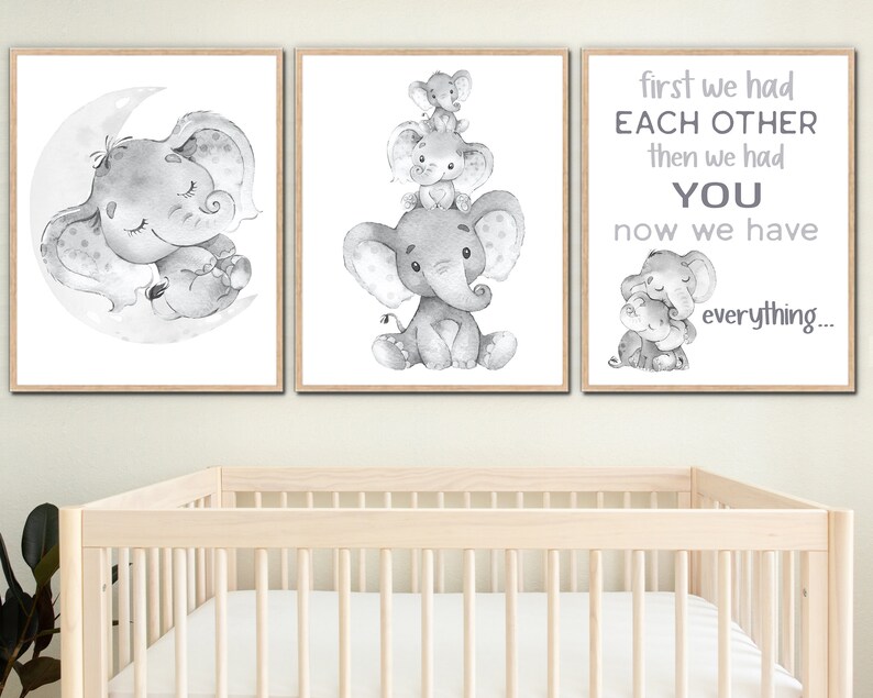 Elephant Wall Decoration Baby Girl Boy Neutral Nursery Art - Etsy
