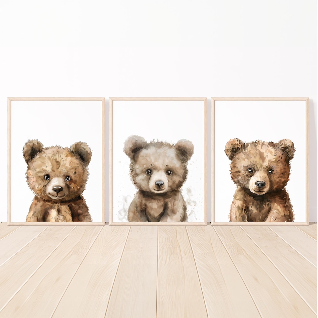 Brown Teddy Bear Art Printable Neutral Baby Boy Nursery Wall Decor ...