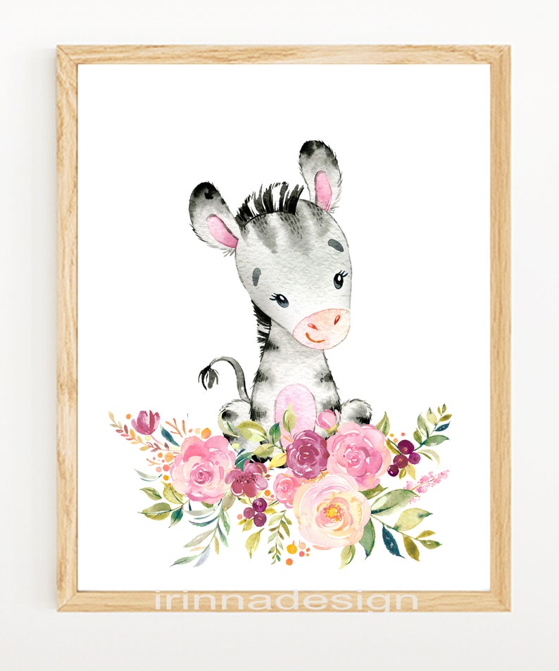 Safari Baby Girl Room Decor Jungle Wall Art Zoo Nursery Print Etsy