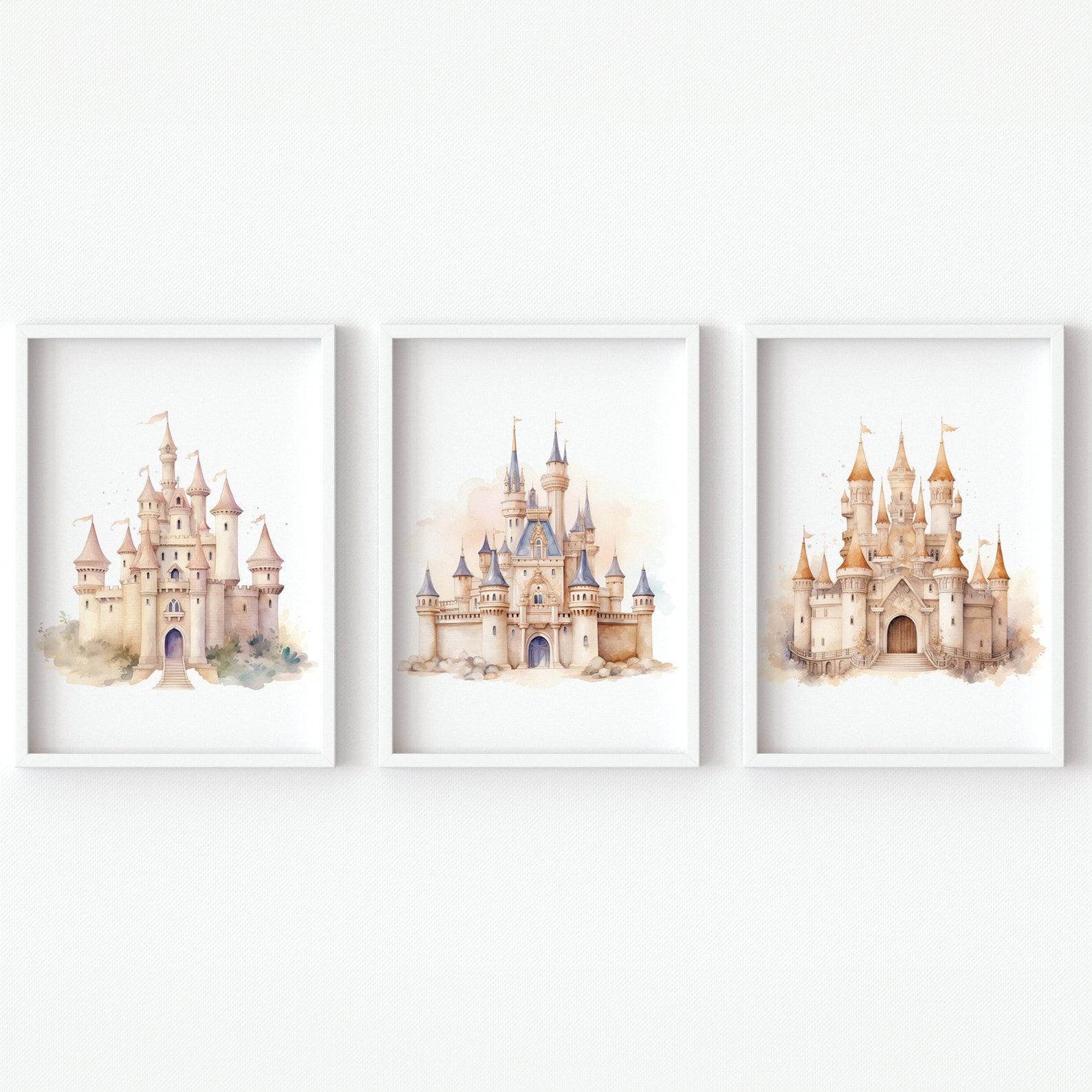 Princess Castle Neutral Printable Wall Art Decor Fairytale Digital Baby ...