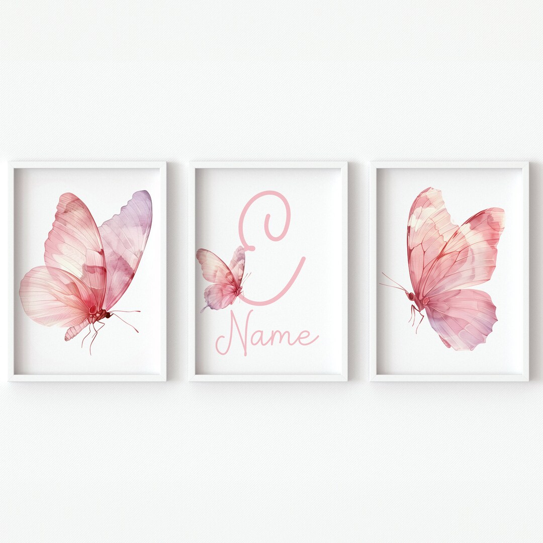 Butterfly Wall Art Personalized Name Prints Custom Baby Girl Nursery ...