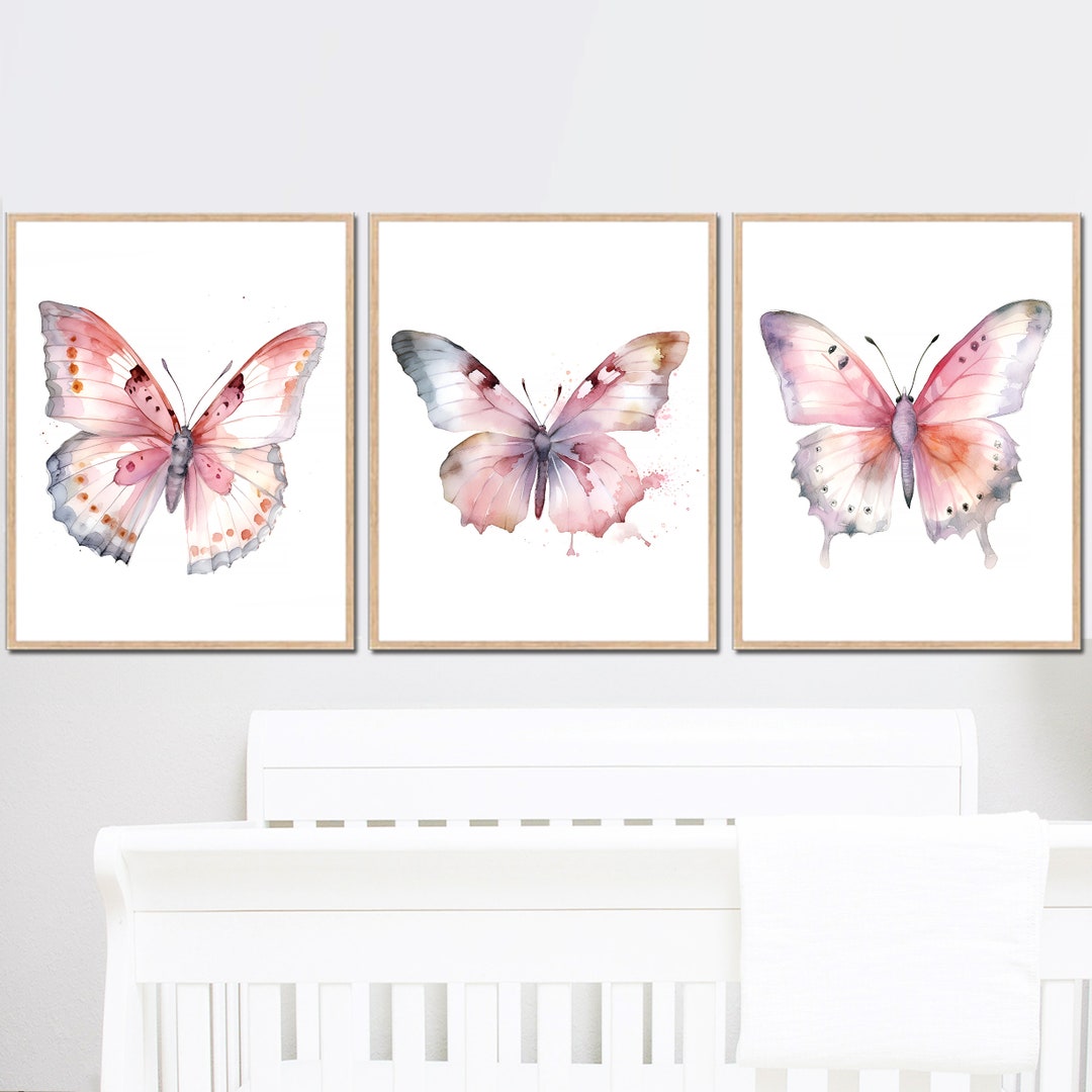 Watercolor Butterfly Wall Art Printable Girl Nursery Decor Kids Bedroom ...