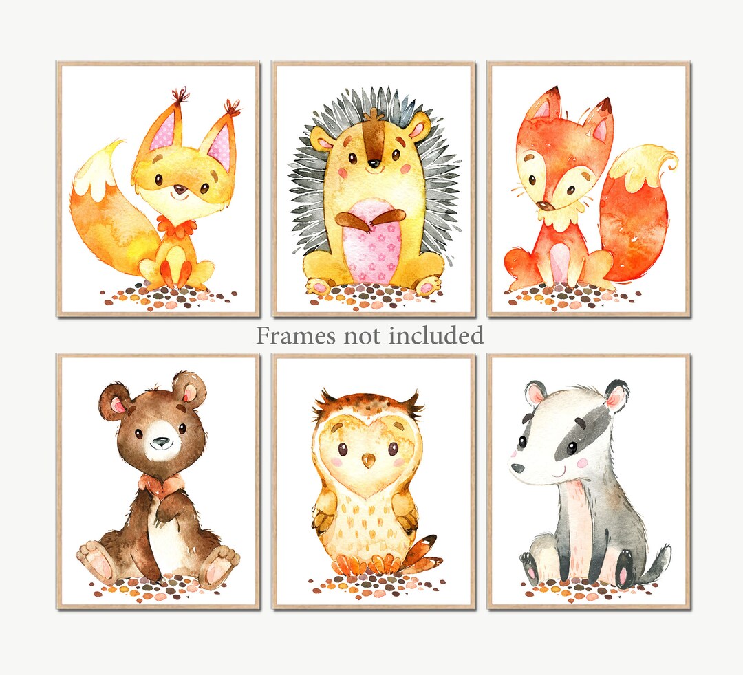 Forest Nursery Wall Art Woodland Animals Prints Baby Boy Room - Etsy