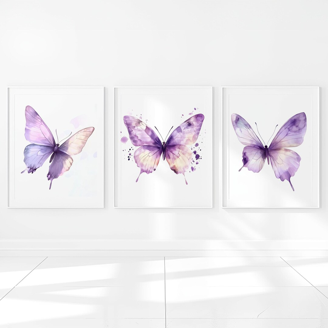 Watercolor Butterfly Wall Art Printable Girl Nursery Decor Kids Bedroom ...