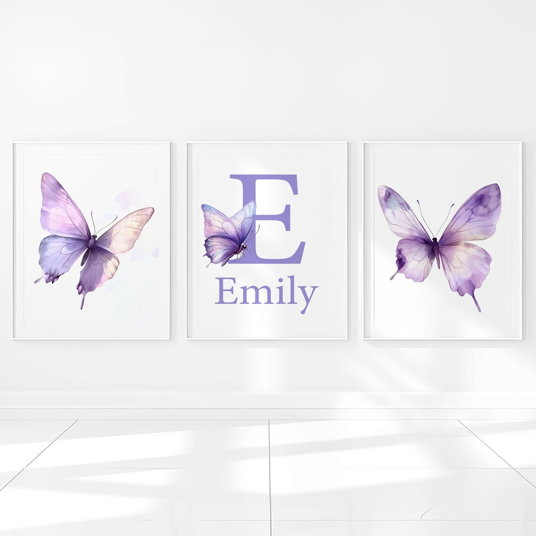 Butterfly Wall Art Printable Girl Nursery Decor Personalized Name ...