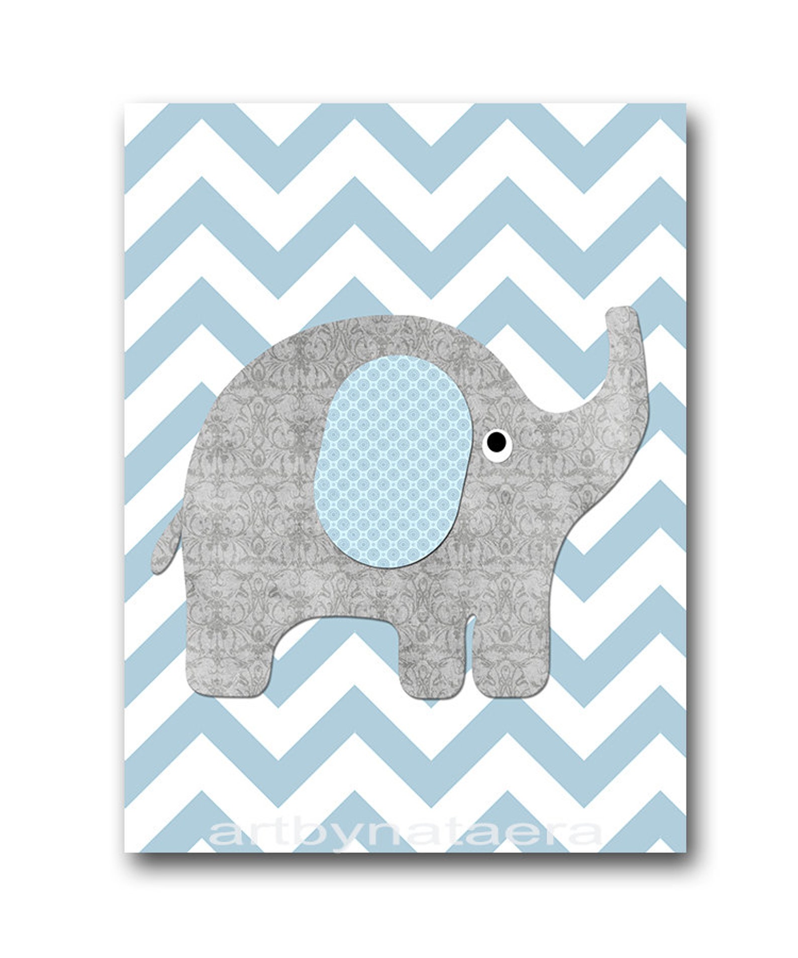 Elephant Art Print Baby Boy Nursery Wall Decor Children Quotes Bedroom ...