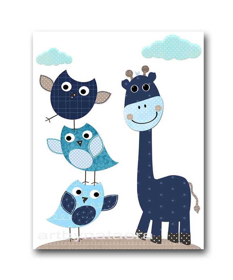 Navy Blue Kid Room Decor Baby Boy Nursery Art Print Canvas Etsy