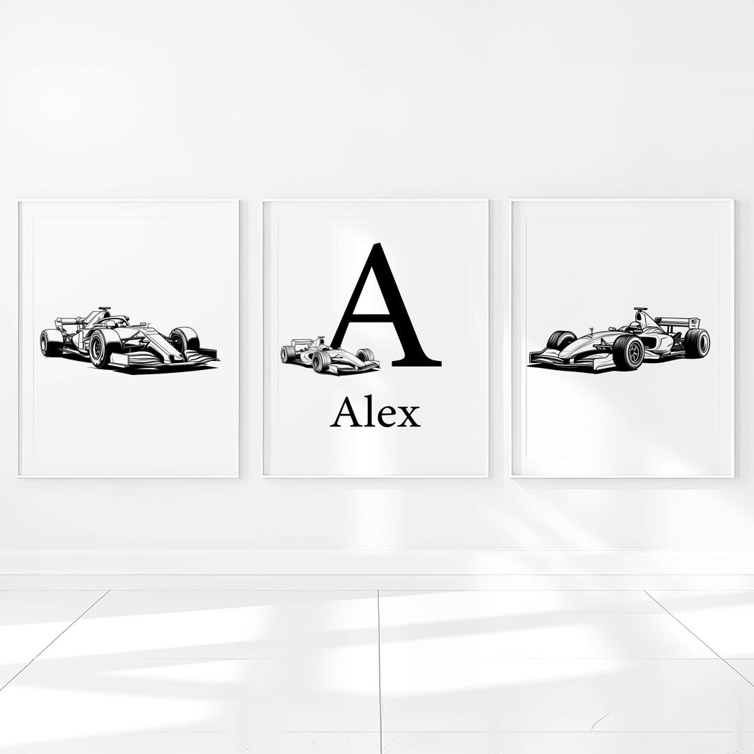 Personalized Race Car Formula1 Custom Name Sport Car Wall Art Decor ...