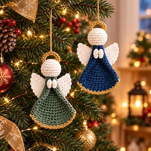 Angel Ornament Crochet Pattern, Amigurumi Christmas Ornament, DIY Xmas Tree Decor, Holiday Decor, Beginner Crochet Keychain, PDF Download