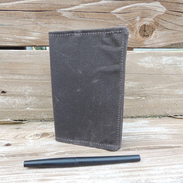Field Journal - Waxed Canvas - Field Notebook and Cover - Mini Notebook - Small Travel Journal - Refillable - Vegan Leather Field Journal