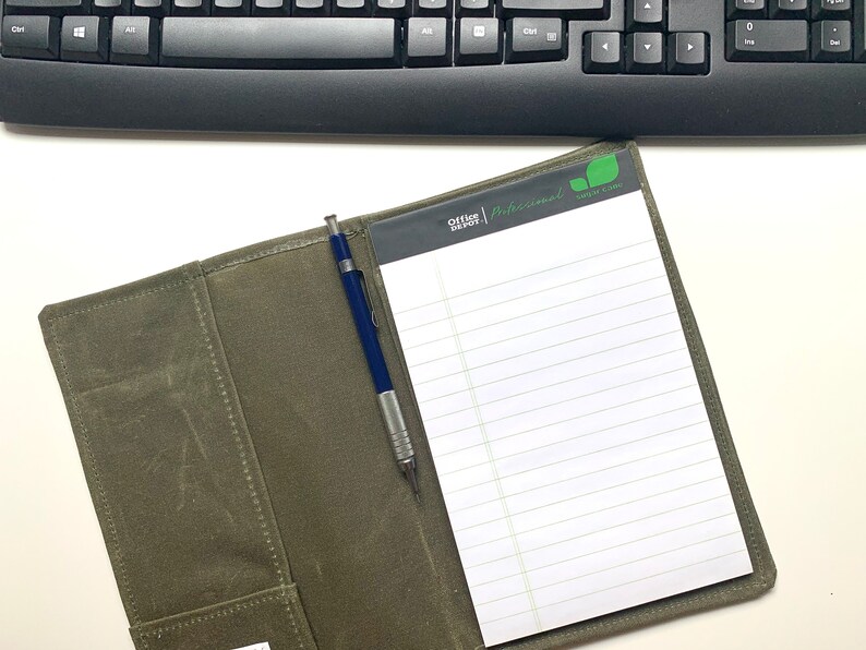 Waxed Canvas Folio Cover Compact Padfolio Small Legal Etsy