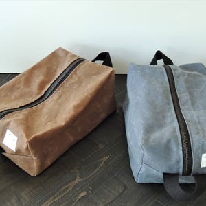 Canvas Dopp Bag Waxed Canvas Dopp Kit Men's Shave Bag Large Men's Toiletry Bag Men's Travel Tote Waxed Canvas Pouch image 7