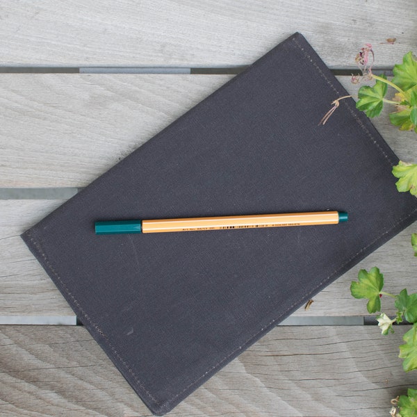Slim Travel Journal - Waxed Canvas Journal - Reusable Notebook Cover - Writing Journal - A5 Notebook - Refillable Notebook Cover