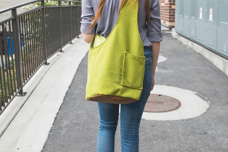 Green Boho Bag Sling Bag Crossboody Bag Slouchy Bag Shoulder Bag Boho Bag Hobo Bag Fabric Tote Bag Hippie Bag Waxed Canvas image 4