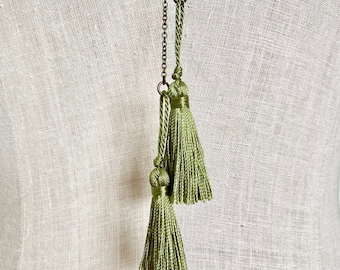 Light Green Tassel Necklace