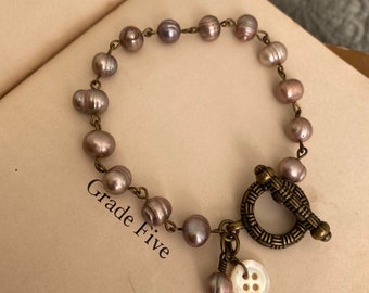 Plum Pink Pearl Bracelet