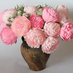 Paper flowers, paper wedding bouquet, bridal bouquet, paper bouquet, bridesmaids bouquets, paper peonies,pink flowers, pink paper flower image 1