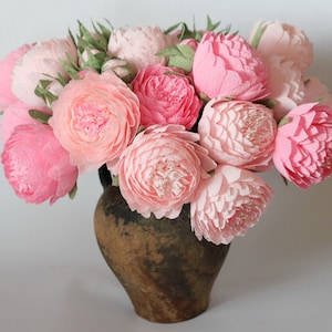 Paper flowers, paper wedding bouquet, bridal bouquet, paper bouquet, bridesmaids bouquets, paper peonies,pink flowers, pink paper flower image 1