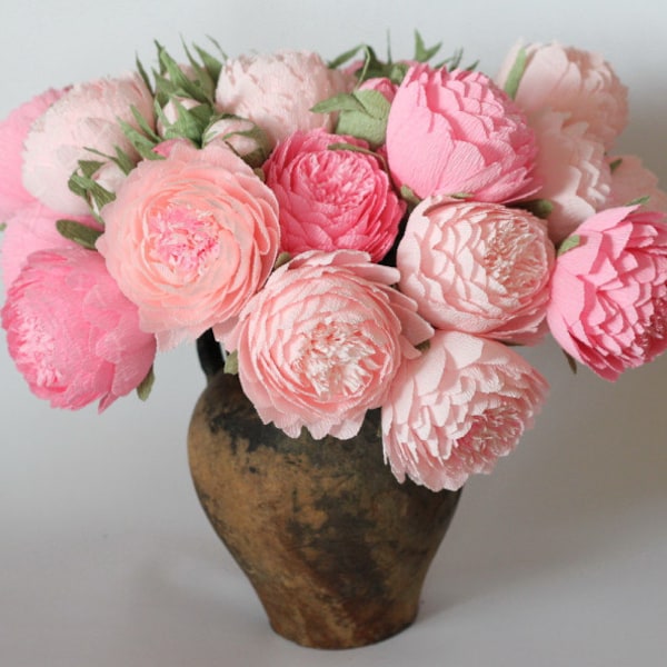Paper flowers, paper wedding bouquet, bridal bouquet, paper bouquet, bridesmaids bouquets, paper peonies,pink flowers, pink paper flower