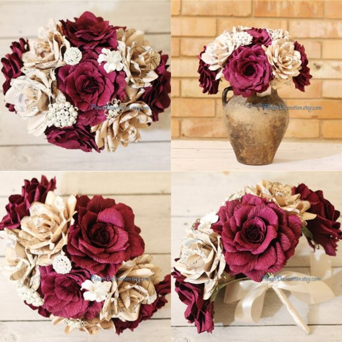 Brooch Bouquet Bridesmaids Bouquet Wedding Bouquet Paper Etsy