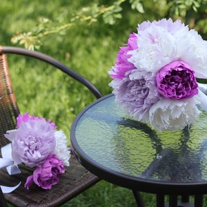 peony boutonniere, wedding flower, wedding peony, wedding decor, paper peonies, paper boutonniere, paper flower image 9