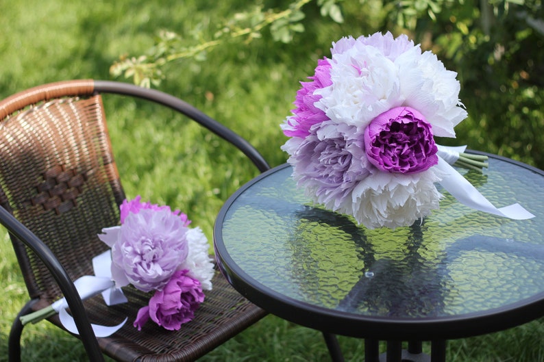 peony boutonniere, wedding flower, wedding peony, wedding decor, paper peonies, paper boutonniere, paper flower image 9