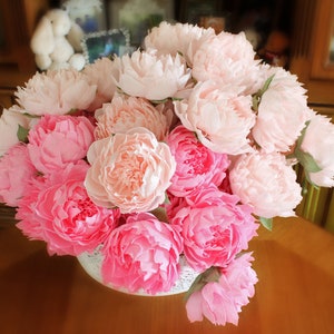 Paper flowers, paper wedding bouquet, bridal bouquet, paper bouquet, bridesmaids bouquets, paper peonies,pink flowers, pink paper flower image 2