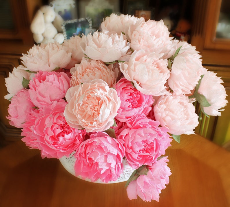 Paper flowers, paper wedding bouquet, bridal bouquet, paper bouquet, bridesmaids bouquets, paper peonies,pink flowers, pink paper flower image 2