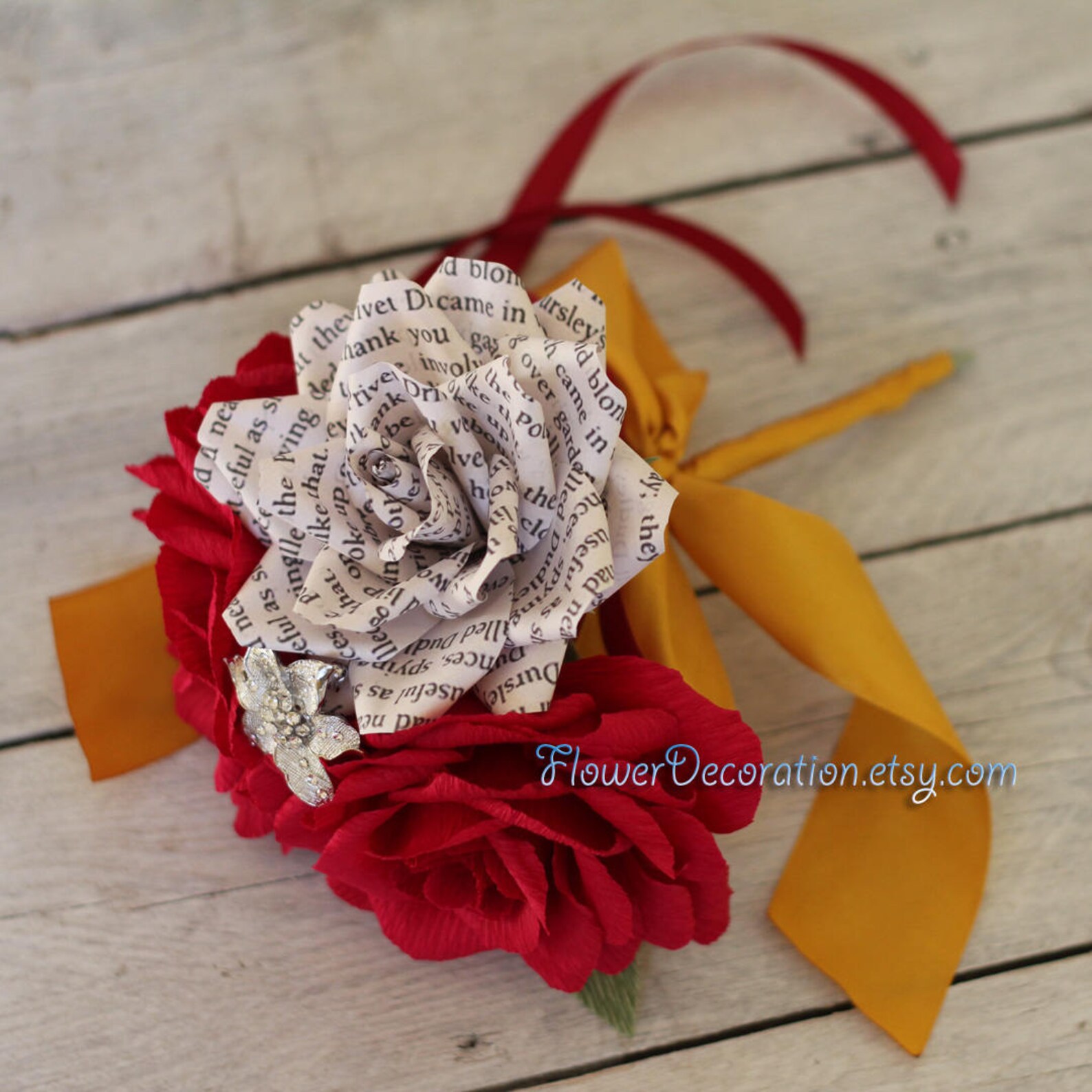 Custom book paper flower bouquet Etsy