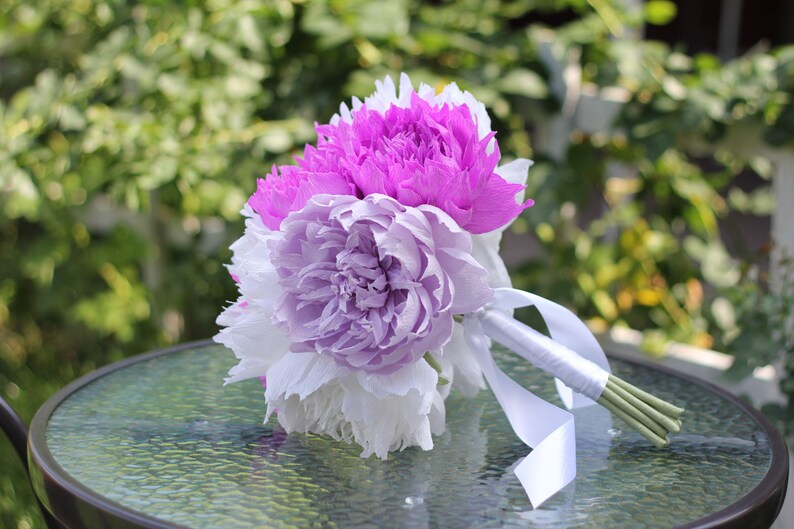 peony boutonniere, wedding flower, wedding peony, wedding decor, paper peonies, paper boutonniere, paper flower image 8