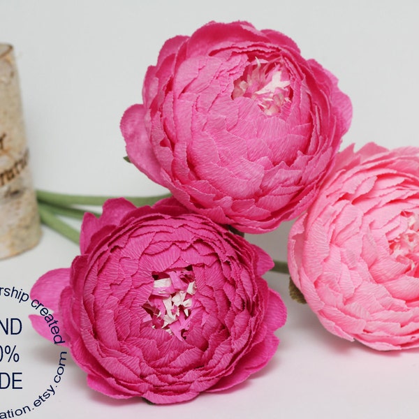 pink peonies crepe paper flowers pink shades peonies