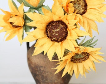 Paper flower bouquet sunflower-orange sunflowers-Paper flower bouquet yellow sunflowers