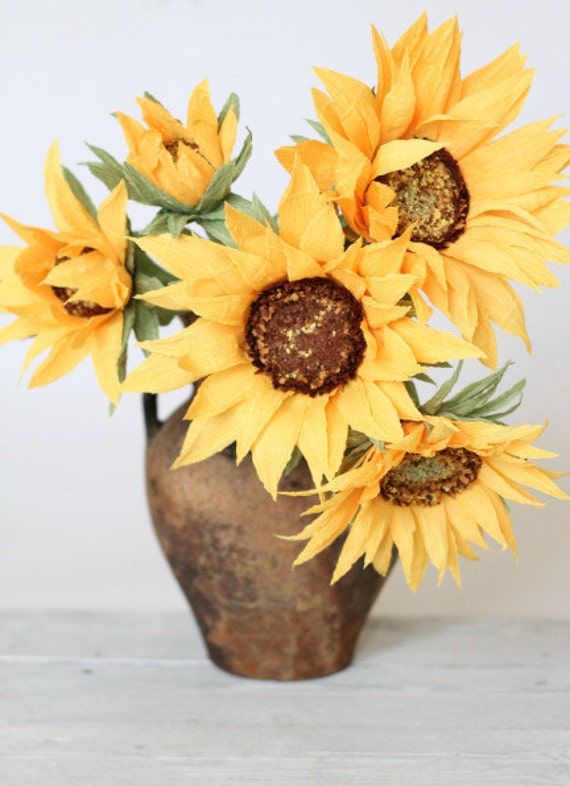Paper flower bouquet sunflower-orange sunflowers-Paper flower bouquet yellow sunflowers
