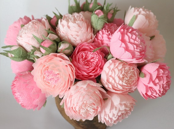 paper flowers paper wedding bouquet bridal bouquet paper etsy peony paper flower