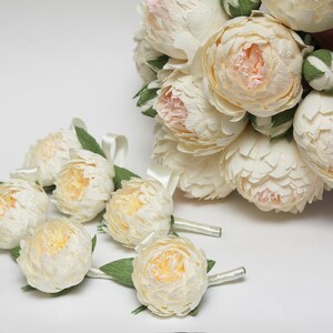 peony boutonniere, wedding flower, wedding peony, wedding decor, paper peonies, paper boutonniere, paper flower image 4