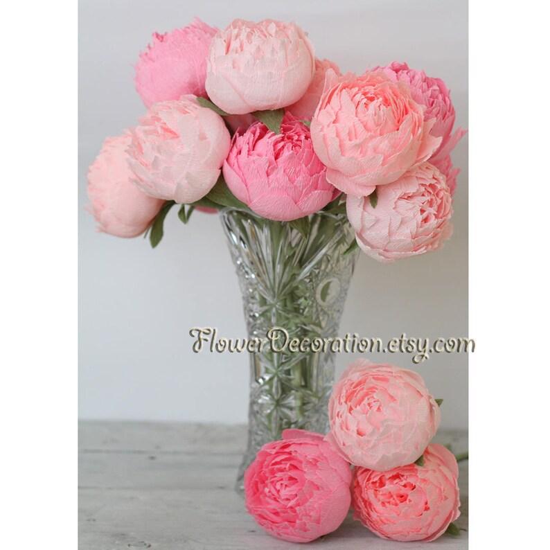 Paper flowers, paper wedding bouquet, bridal bouquet, paper bouquet, bridesmaids bouquets, paper peonies,pink flowers, pink paper flower image 9