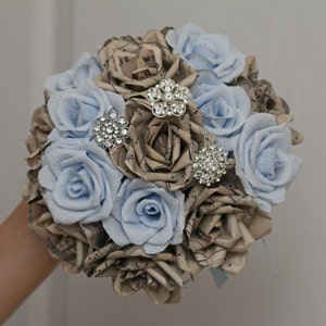 brooch bouquet, wedding bouquet, bridal bouquet, bridesmaids bouquet, paper flower bouquet, music paper bouquet, alternative bouquet image 4