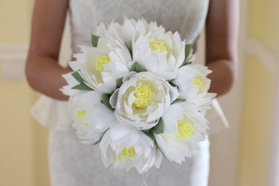 wedding flower lotus bouquet water lily white lotus rustic etsy