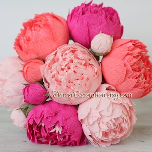 Set bouquet da sposa, peonie rosa tenui