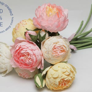 Peonies Paper flower bouquet wedding package