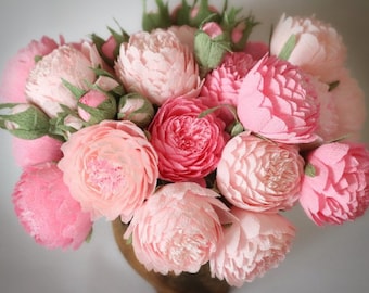 Peonies paper flower bouquet