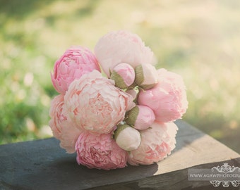 Wedding Bouquet, Paper Peonies Bouquet, Wedding Bouquets Set