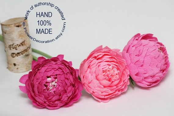 pink peonies wedding flowers paper flower bouquet bridal etsy paper flower peonies