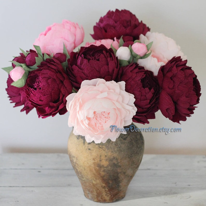 Peonies paper flower bouquet image 5