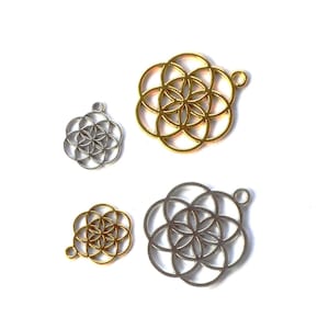 Silver or gold flower of life charms 2 sizes available connectors creative leisure accessories DIY sun catcher decoration