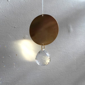 Helios sun catcher crystal ball 30 mm, gold and transparent, to hang to illuminate your home with a rainbow decoration