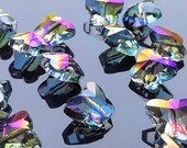 10 crystal beads faceted butterflies 15x12 mm transparent glass for Feng Shui pendant or jewelry